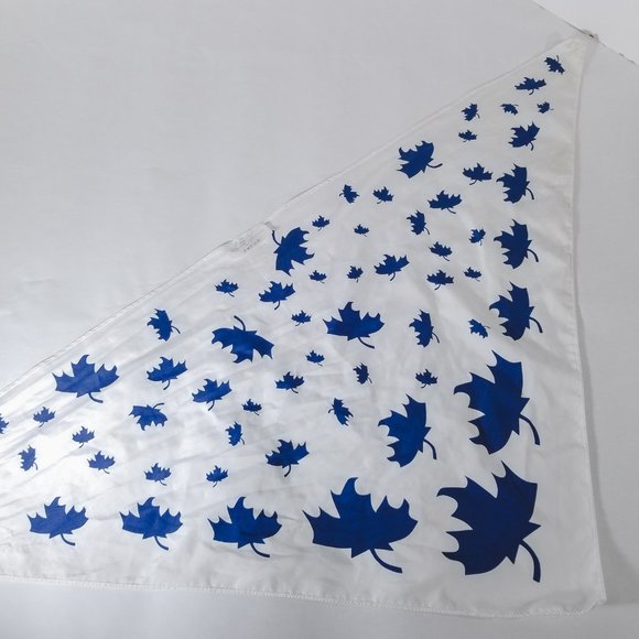 White & Blue Maple Leaf Patterned Scarf/Bandanna - Picture 7 of 8